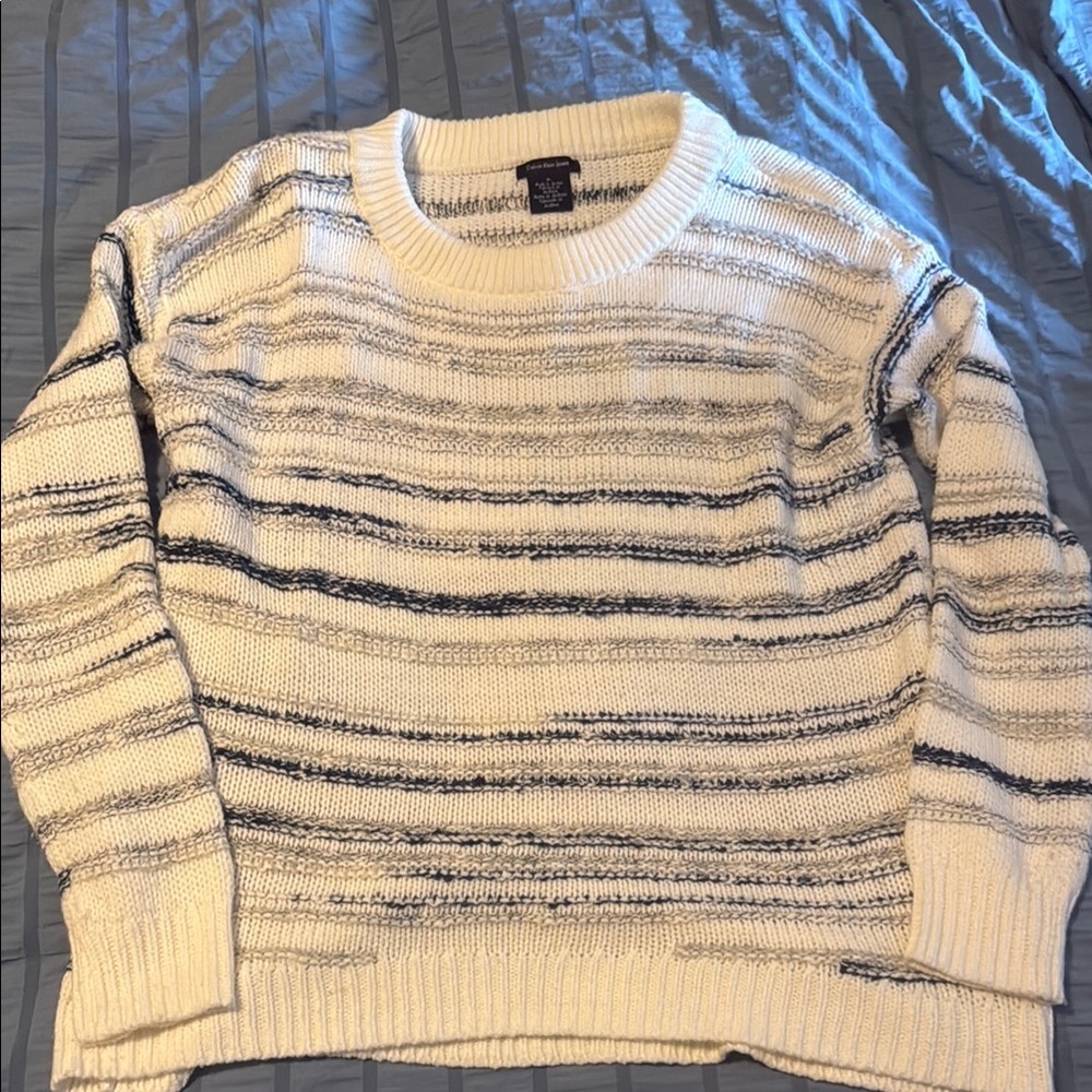 Calvin Klein Jeans White and Blue Boxy Sweater
